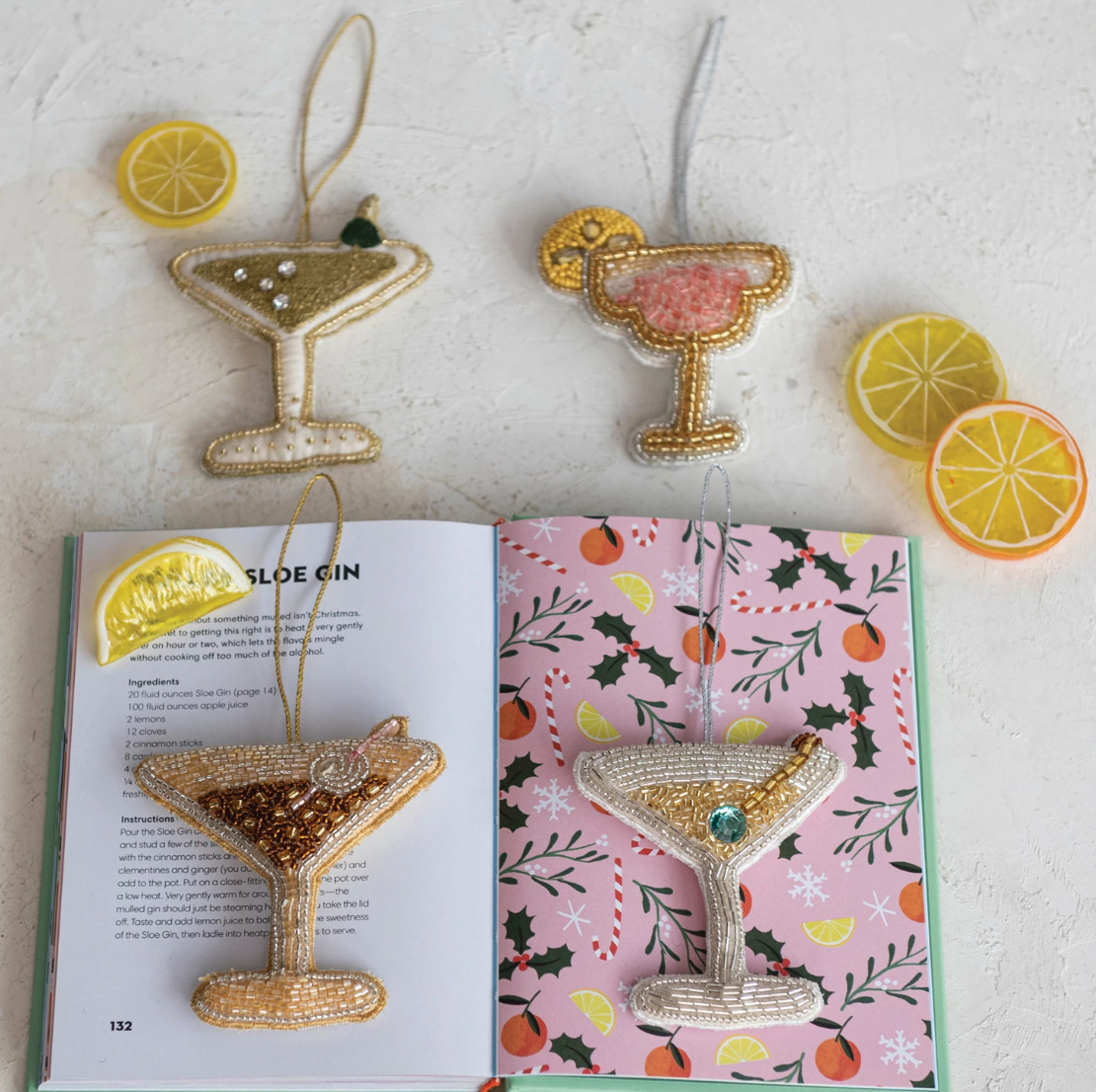 Beaded Holiday Cocktail Ornament