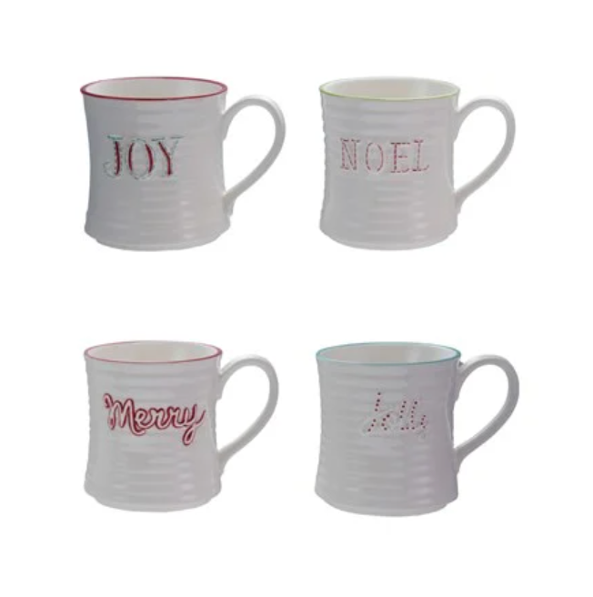 Embossed Holiday Word Mug