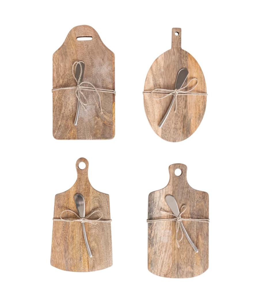 Wood Cheese Board with Knife