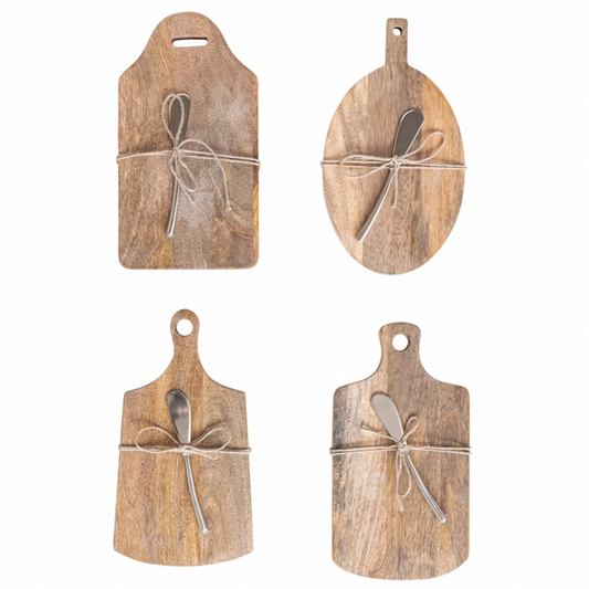 Wood Cheese Board with Knife