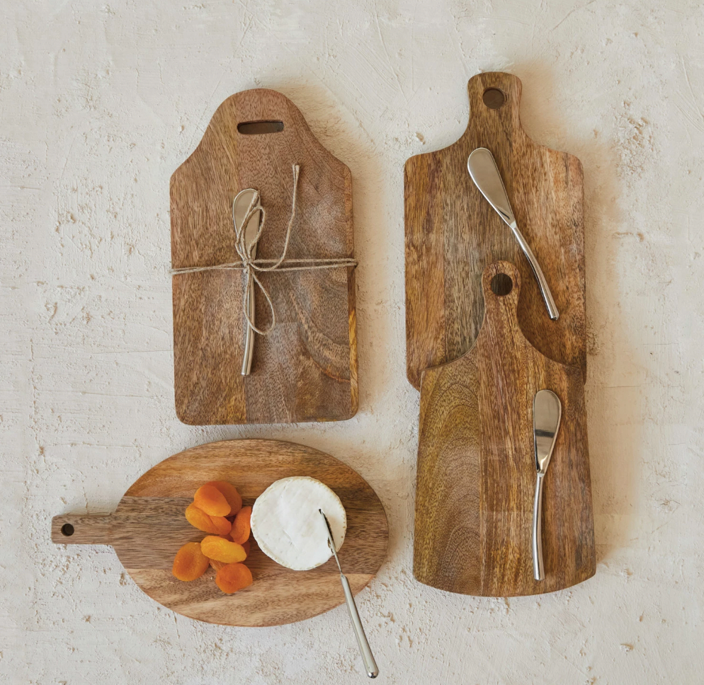 Wood Cheese Board with Knife