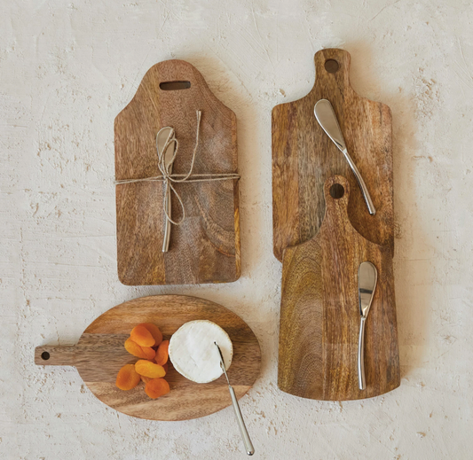 Wood Cheese Board with Knife