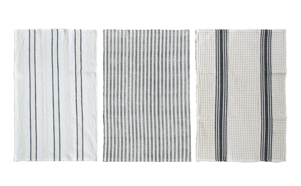 Cotton Woven Black/Grey Stripe Towel