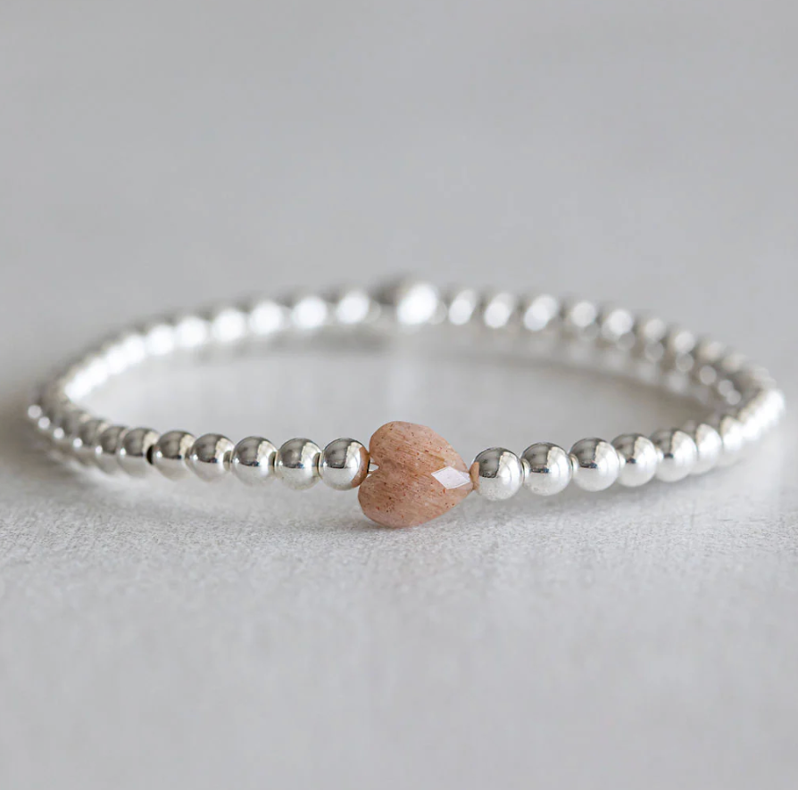 Moonstone & Heart Bracelet