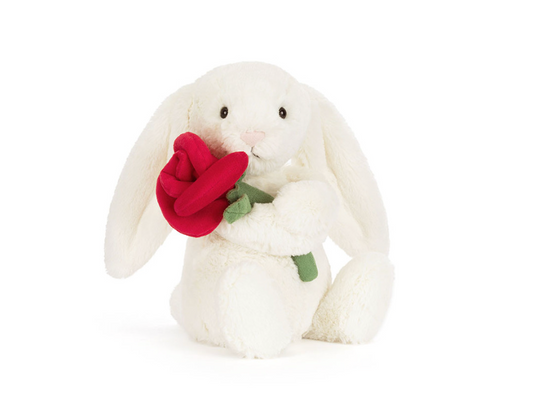 Cream Bunny with Rose