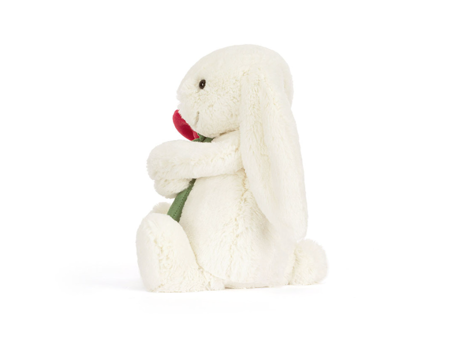 Cream Bunny with Rose