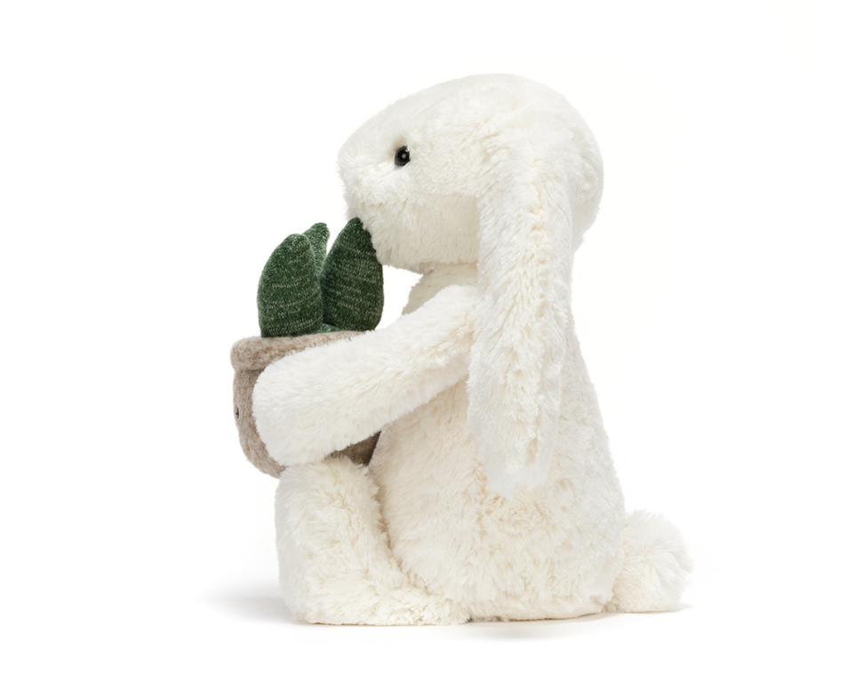 Cream Bunny with Plant