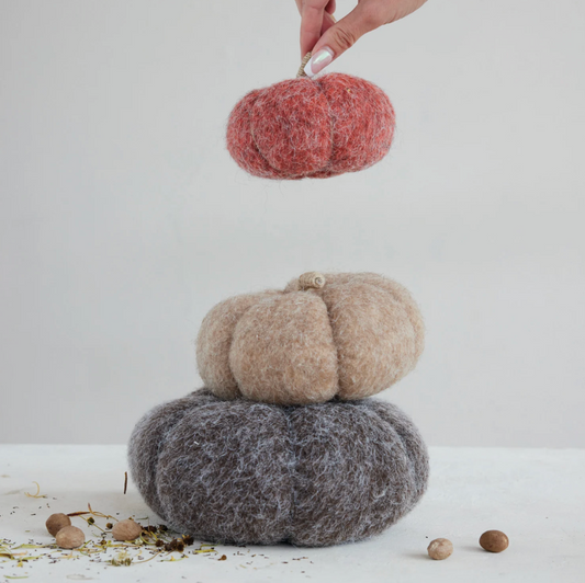 Felt Pumpkin with Jute Stem