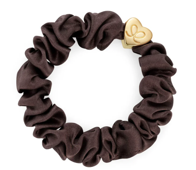 Hair Tie - Silk Scrunchie Gold Heart