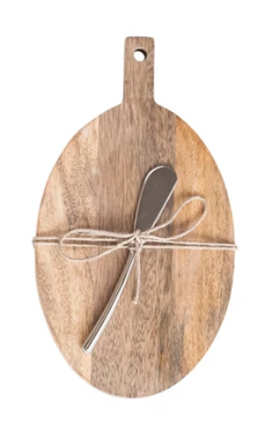 Wood Cheese Board with Knife