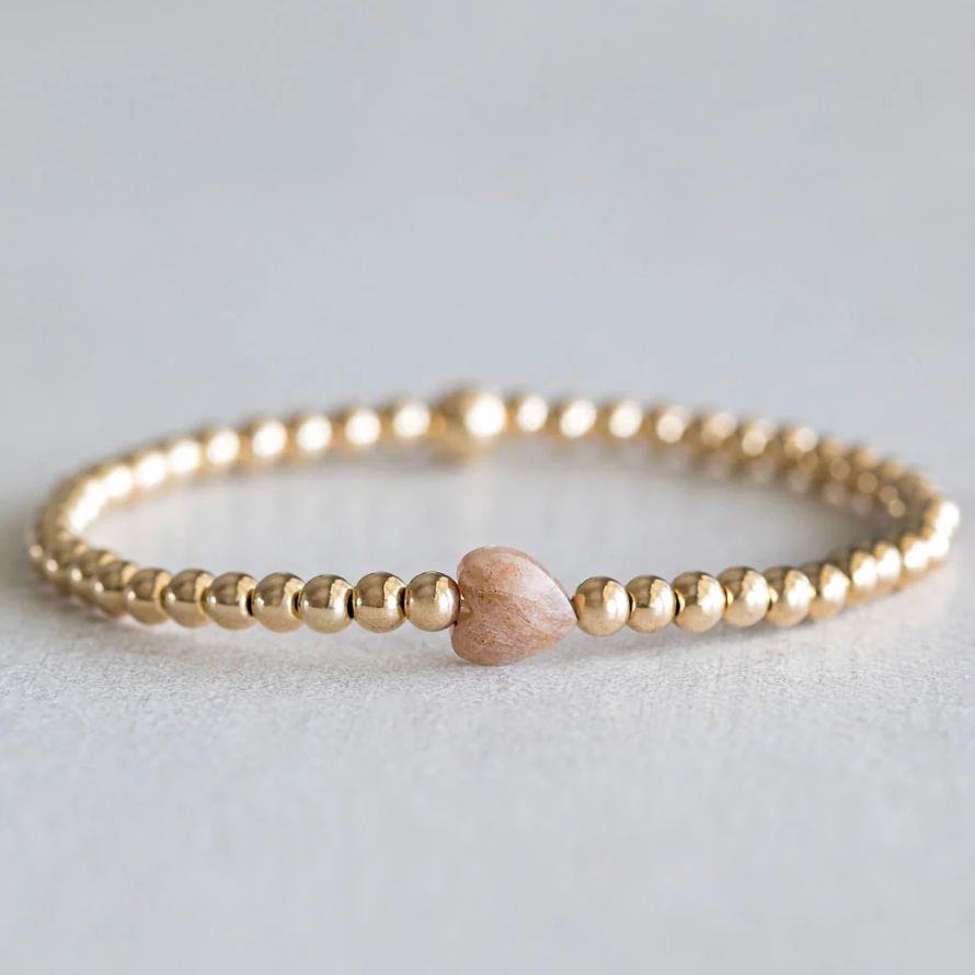 Moonstone & Heart Bracelet