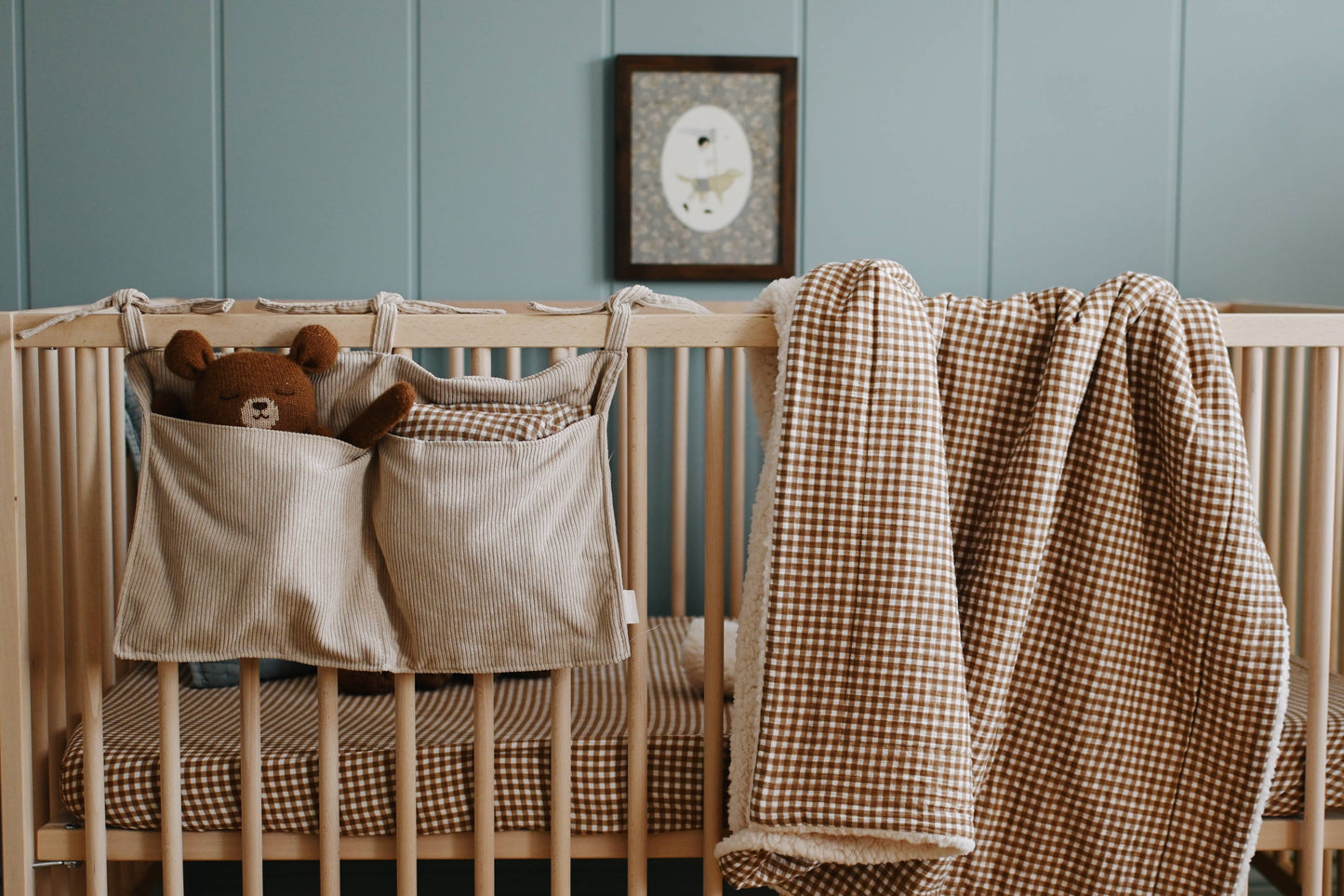 Crepe standard crib sheet - Vichy brown