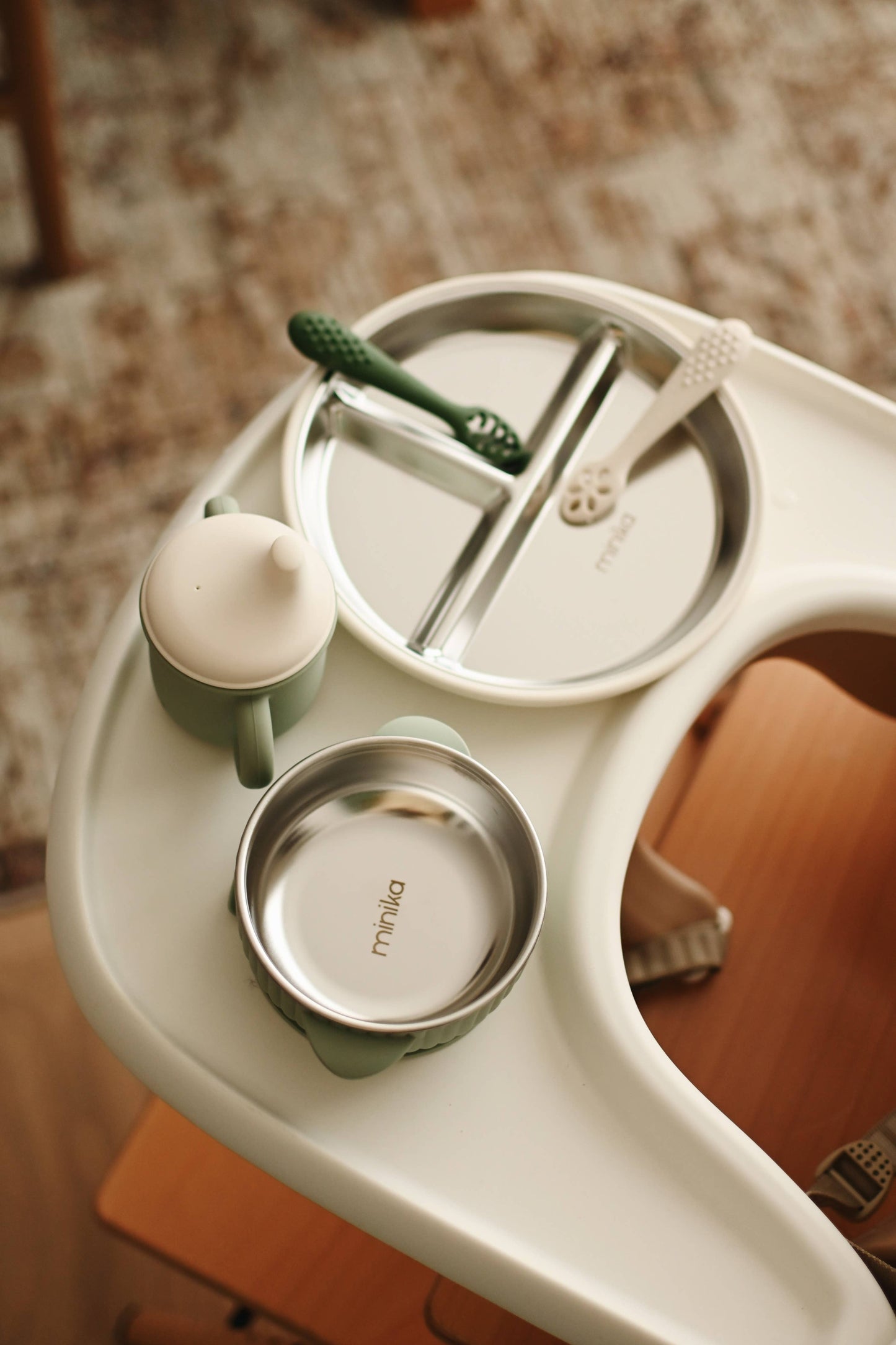 Stainless & Silicone Bowl - Sage
