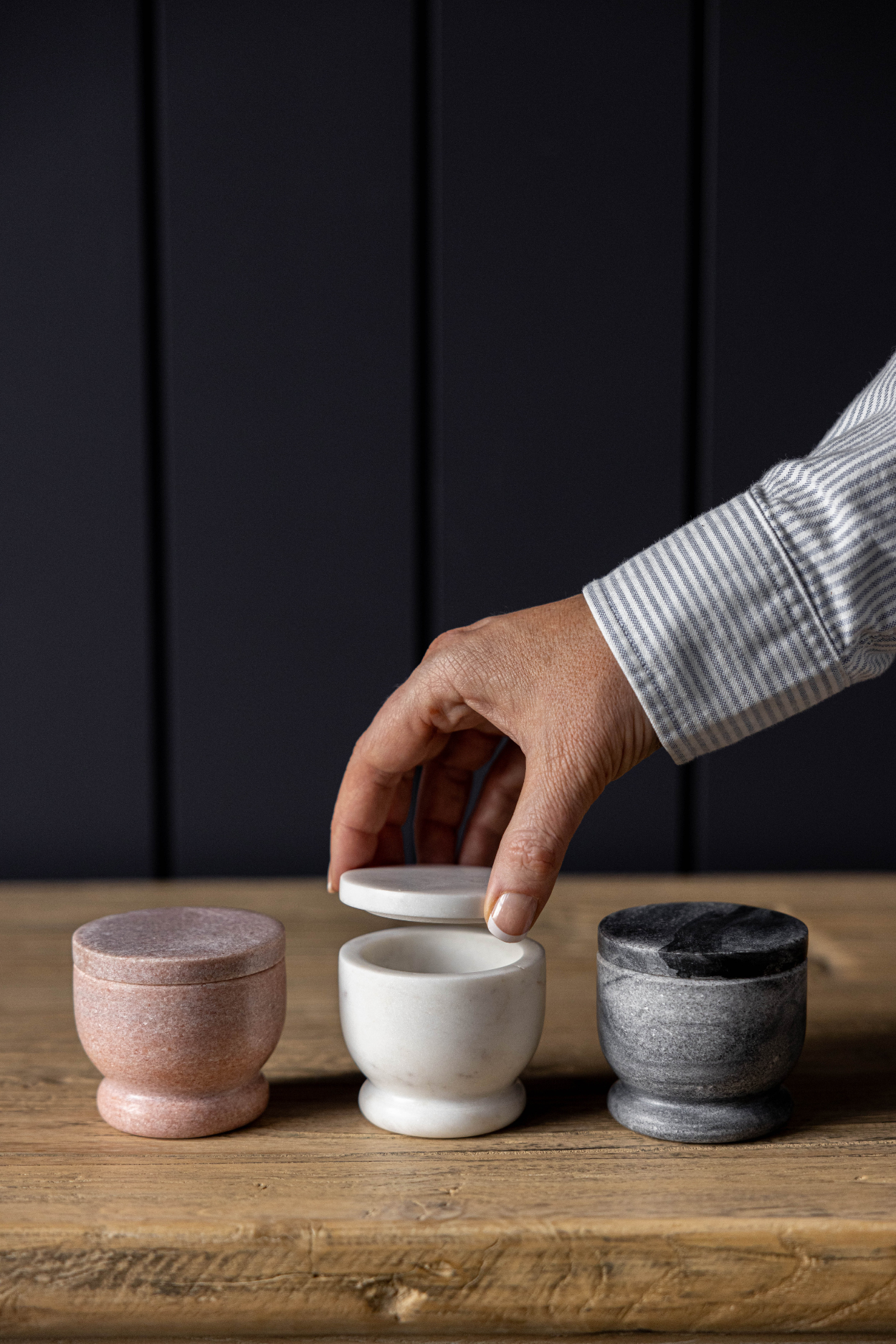 Marble Lidded Salt Cellar
