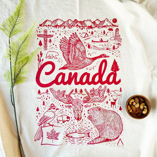 Canada Commemorative Organic Tea Towel Red