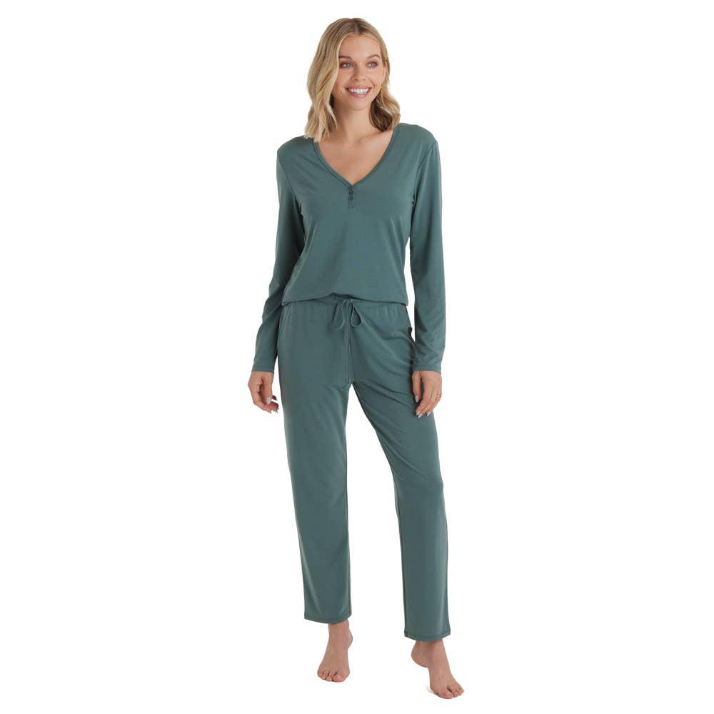 Quinn - Y-Neck Henley PJ Set with Jogger Pant