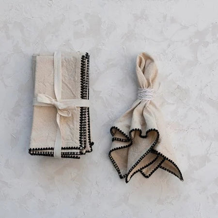 Natural/Black Stitch Napkin