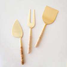 Cheese Servers with Rattan Handle