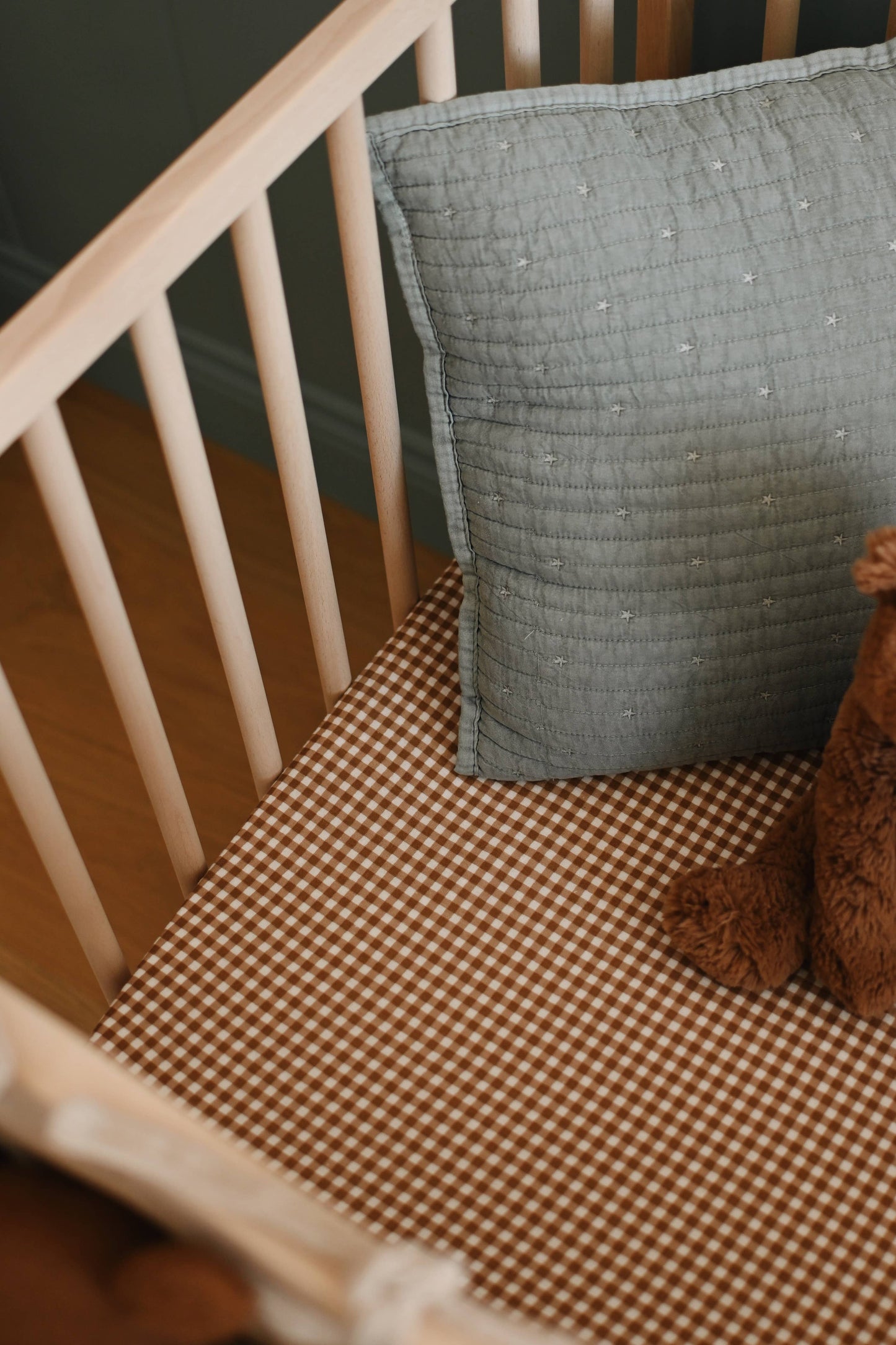 Crepe standard crib sheet - Vichy brown