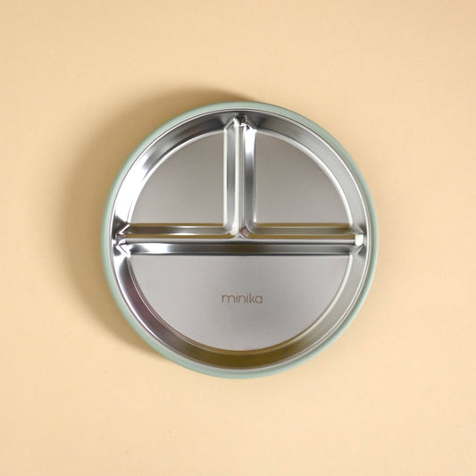 Stainless & Silicone Suction Plate - Sage