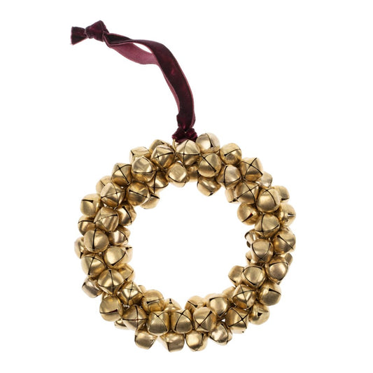 Jingle Bell Wreath Ornament L, Gold