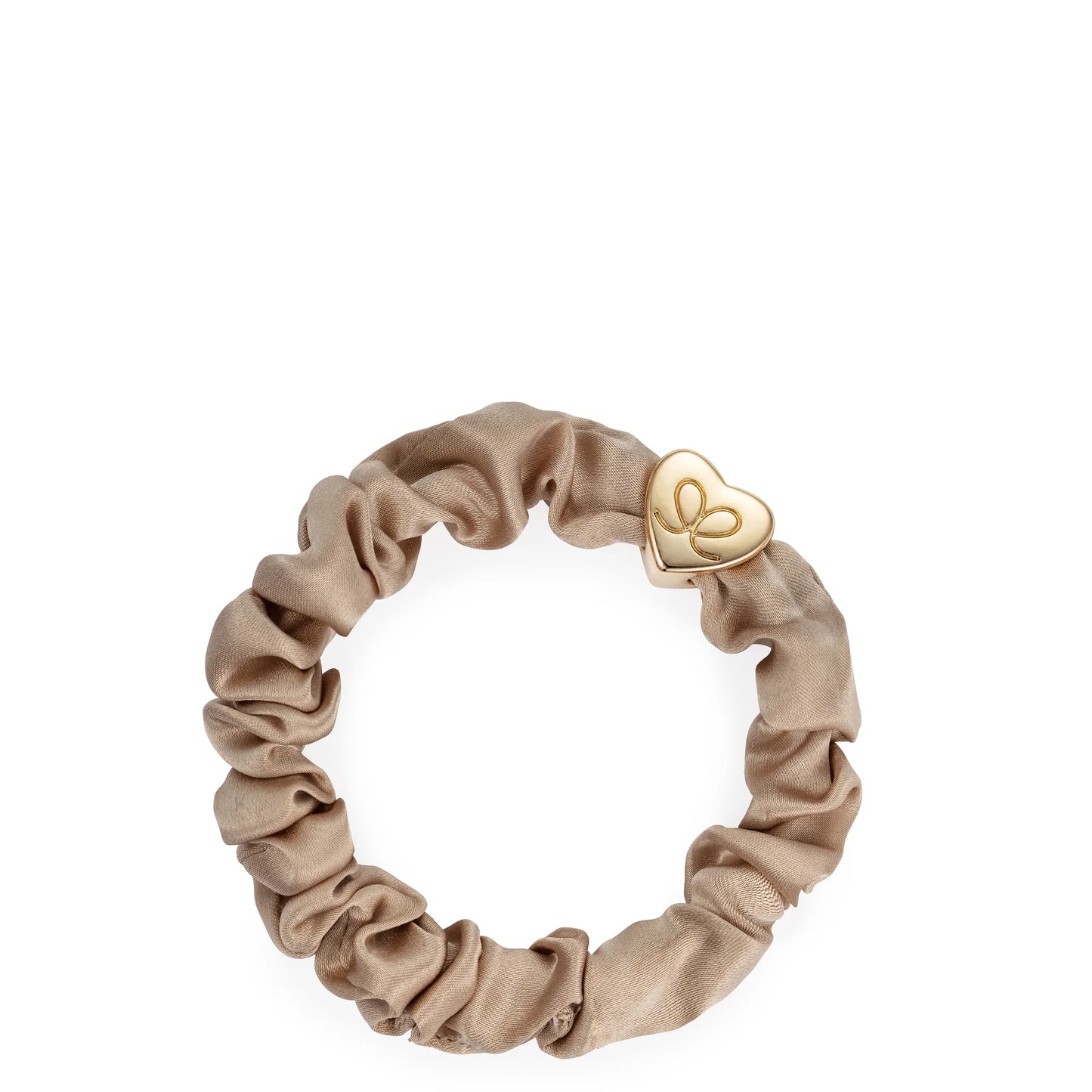 Hair Tie - Silk Scrunchie Gold Heart