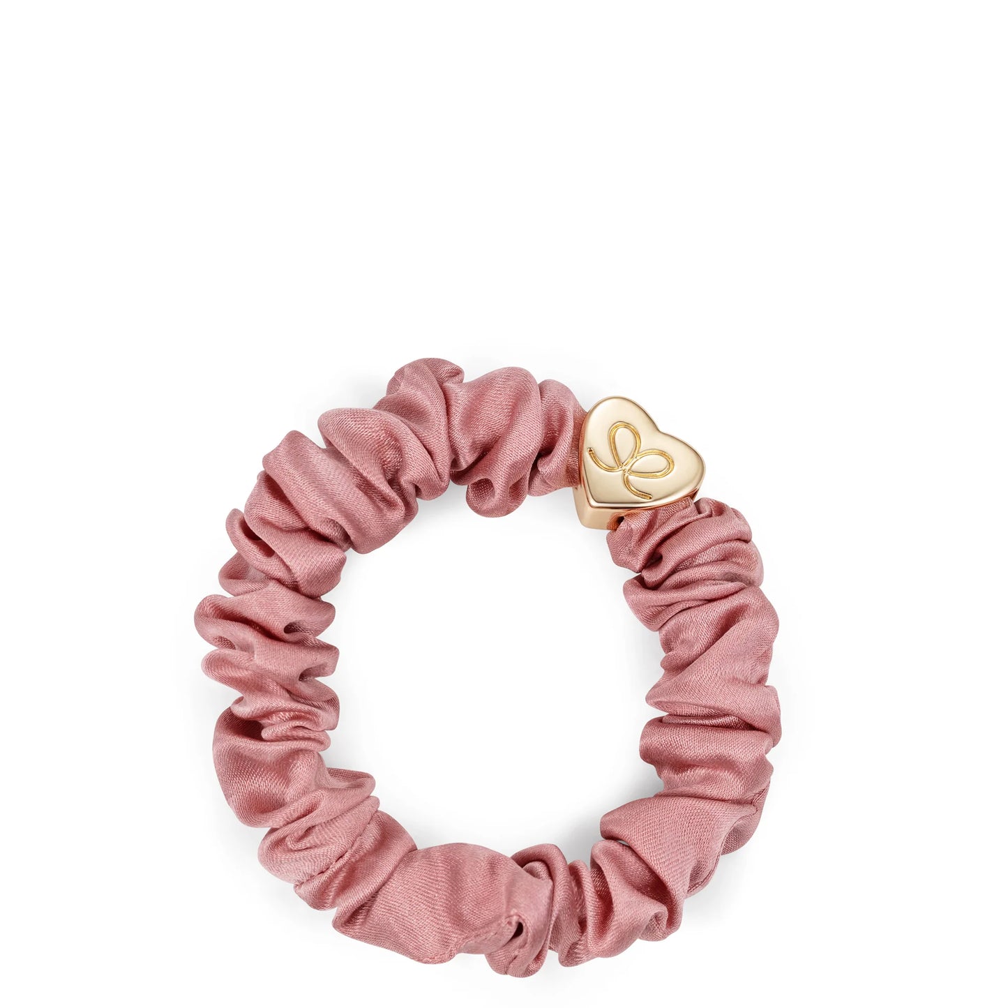 Hair Tie - Silk Scrunchie Gold Heart