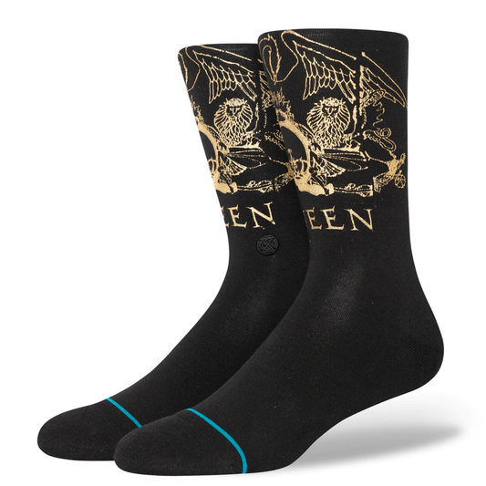Queen Golden Crew Socks Black