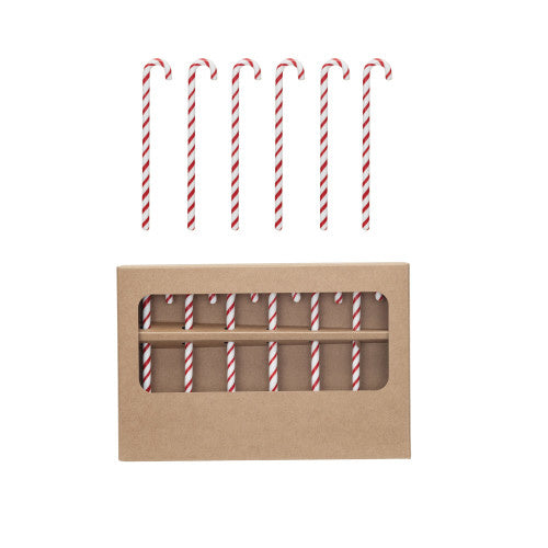 GLASS CANDY CANE SHAPED STIR STICKS SOLD INDIVIDUALLY