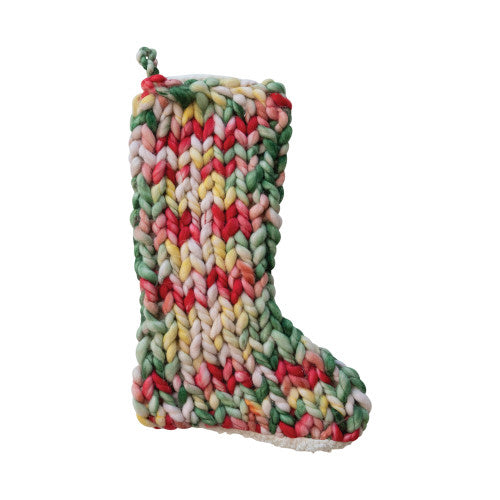 KNIT STOCKING WITH SHERPA BACK