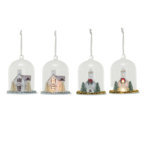 GLASS CLOCHE ORNAMENT HOUSE