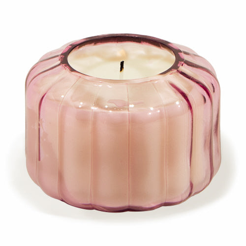 Desert Peach Candle- Pink Ribbed Glass