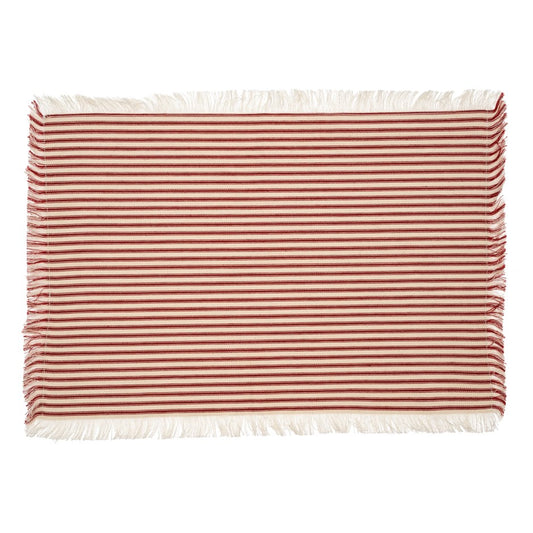 Ticking Fringe Placemats S/4, Red