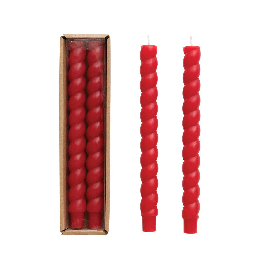 Red Twisted Taper Candles